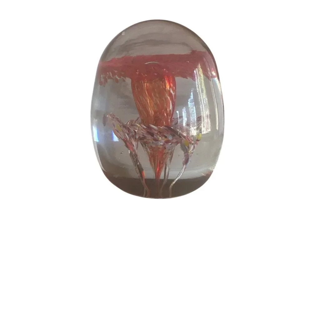 Handcrafted Glass‎ Jellyfish Paperweight Sculpture
